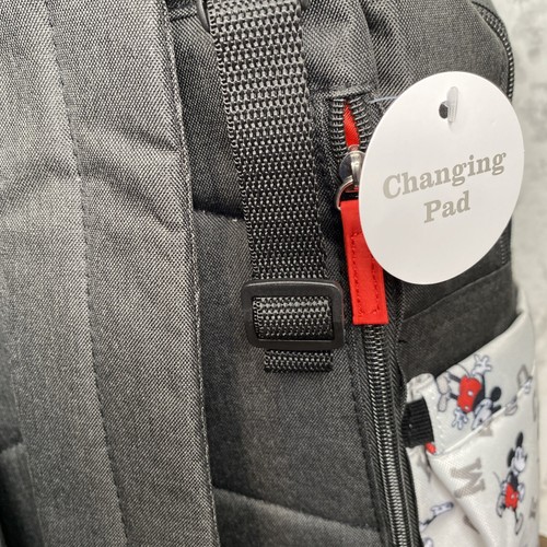Disney Baby Mickey Mouse Diaper Bag Backpack Gray, Red and Black 14 pockets NWT - Picture 4 of 11