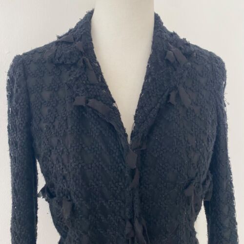 Chanel 2005 Cruise Vintage Black Jacket Mesh Ribbon Trim Size 38 - Picture 3 of 18