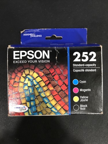 Epson 252 T252120-BCS Cyan Magenta Yellow Ink Cartridge Set (08/2022) - Afbeelding 1 van 2