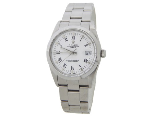 Mens Rolex Date Stainless Steel Watch Oyster Band White & Black Roman Dial 15000 - Picture 2 of 7