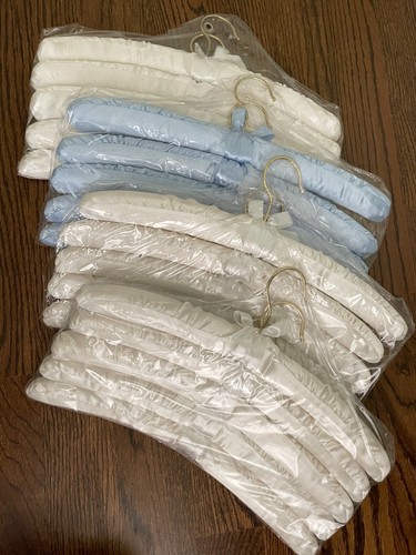 20 durable padded satin hangers 15" prevent clothes from hanger creases NEW NIP - Picture 2 of 2
