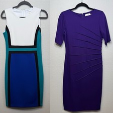 Calvin Klein Size 6 Sheath Dress Sleeveless And Short Sleeve Body Con Lot Of 2