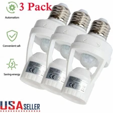 3X Infrared PIR Motion Sensor E27 LED Light Lamp Bulb Holder Socket Switch USA