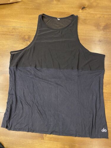 ALO YOGA tank top Women's Large Mesh sheer black sleeveless Top gym run, Nwot - Picture 2 of 7