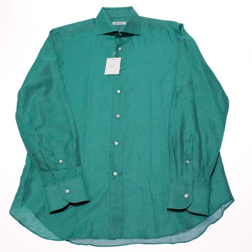 Fray NWT Long Sleeve Casual Button Down Shirt Size Medium Green Cotton & Linen - Picture 3 of 11