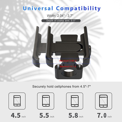 Aluminum 360° Bike Motorcycle Stand Bicycle Cell Phone Holder Handlebar Mount US - Photo 9 sur 35