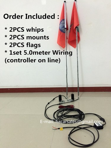 JHB Pair 3feet Bluetooth Dream Color Chasing LED Flexible Antenna Whips Lights - Picture 3 of 12