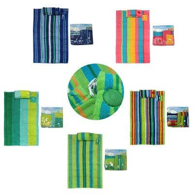 Jacquard Beach Towel 86 X 160 Cm With Pocket And Ipod Pillow By