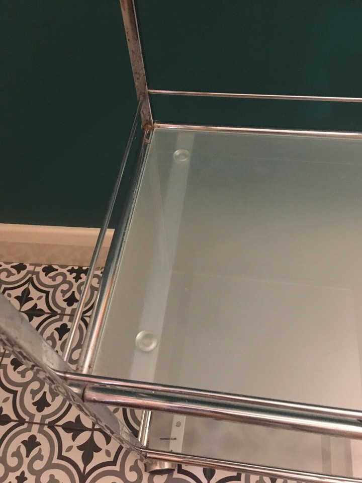 Bathroom Storage Glass & Metal Unit On Wheels. eBay
