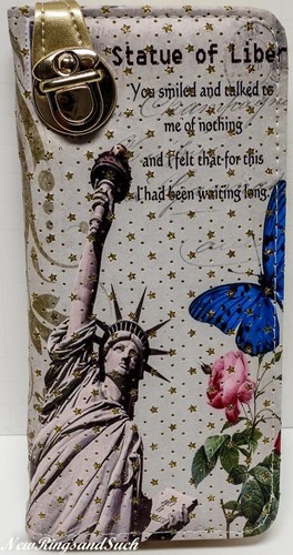 Statue of Liberty Clutch Wallet Glittery Change Purse Buckle Clasp Glittery - Picture 6 of 25