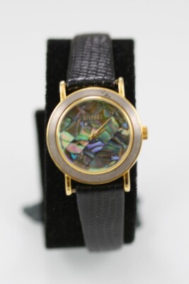 Gitano Damenarmbanduhr Edelstahl Gold Silber WR Schwarz Leder Abalone Quarz