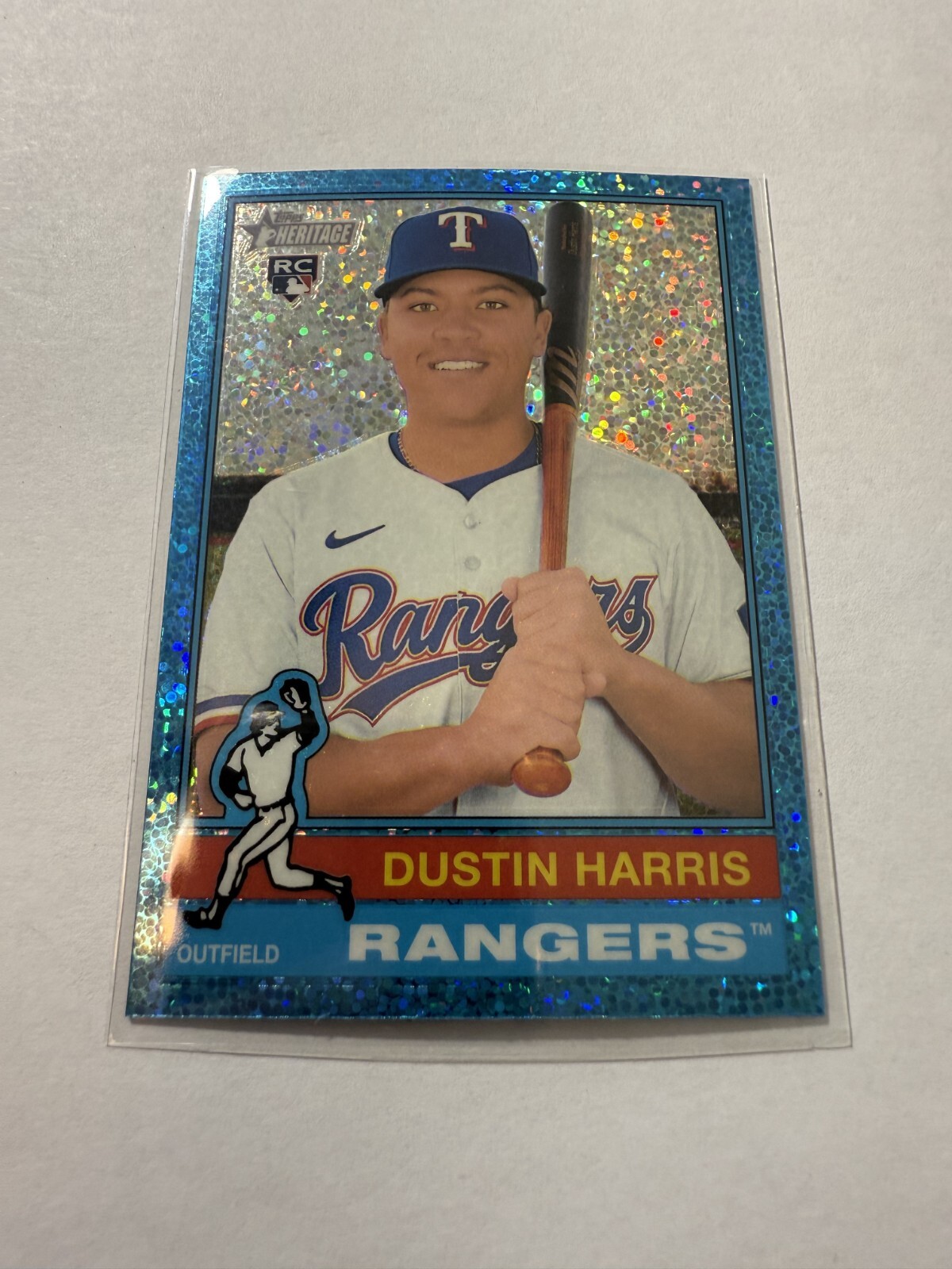 2025 Topps Heritage - Chrome Light Blue Sparkle Refractor #114 Dustin Harris RC