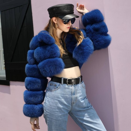 Women Fashion Genuine Fox Fur Short Coat Winter Natural Fur Outwear Jackets New - Picture 11 of 22