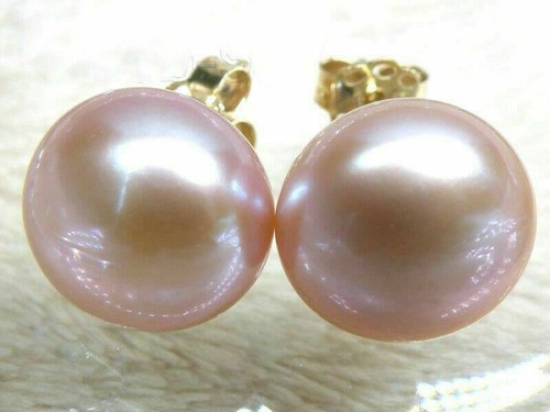 wholesale 11 mm purple pearl earrings 14k Gold Limited time promotion! - Picture 2 of 2
