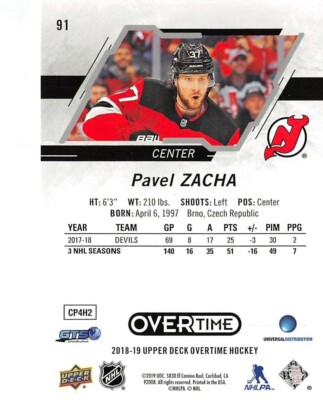 2018-19 Upper Deck Overtime Blue #91 Pavel Zacha | eBay