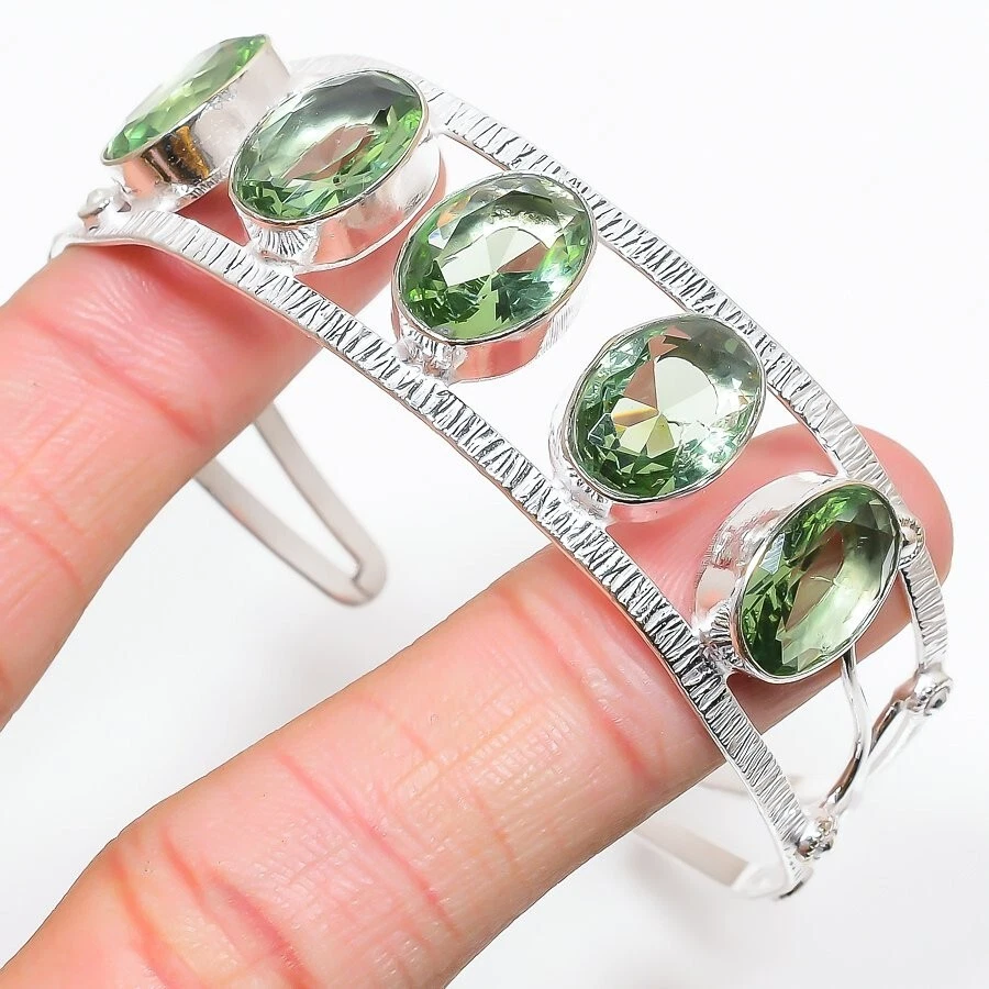 VALENTINO Bracciale Gioielli Argento Sterling 925 Gemma Ametista Verde Regolabile