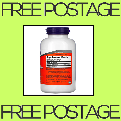 NEW NOW Foods, L-Arginine Amino Acid, 500 mg - 250 Veg Capsules FREE SHIPPING - Picture 2 of 2