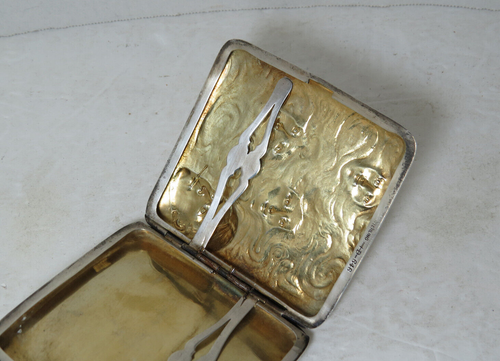Estuche para cigarrillos de plata esterlina Art Nouveau R. Blackington & Co hombre mujer humo - Imagen 10 de 12