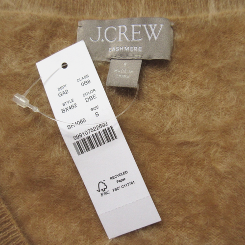 NWT J.Crew Brushed Cashmere Cropped V-neck in Dark Beige Sweater S - Picture 2 of 7