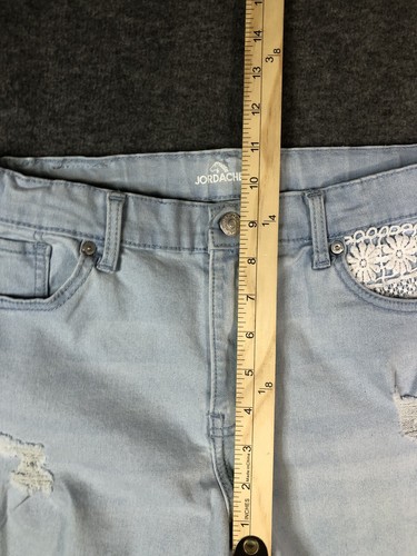 Jordache Girls Jean Shorts Distressed with Lace Size 16 Adjustable Waist - Picture 11 of 13