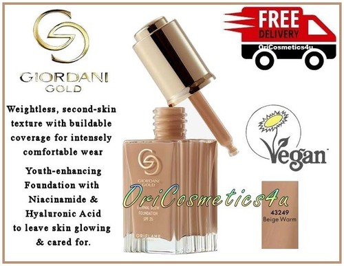 Oriflame Giordani Gold Eternal Glow Foundation Beige Warm SPF 25 Vegan - Picture 2 of 11