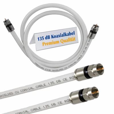 STERNDISCOUNT PROFI QUALITÄT 135dB KUPFER Premium HD Sat TV Koax Kabel F-Stecker Brünierte Kompressions cable