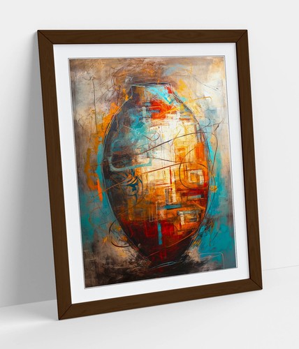 EXPRESSIONIST CUBIST POT -DEEP FRAMED WALL ART PICTURE PAPER PRINT - Picture 2 of 10