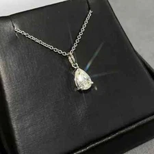2.00Ct Pear Cut Lab Grown IGI Certified Diamond Solitaire Pendant 14k White Gold