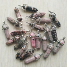 Natural Rhodochrosite Stone 50pcs Hexagonal Column Pendants for Jewelry Making
