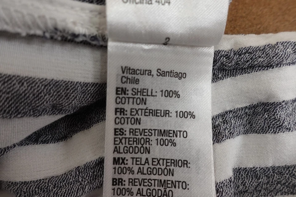 Mono corto ROXY para mujer talla pequeña gris blanco a rayas de algodón pierna recta Foto 4 de 4