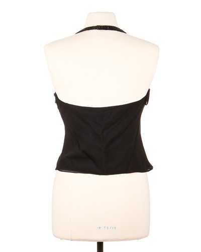 Giorgio Armani Womens Black Studded Front Slit Halter Top Size 44 - Picture 2 of 6