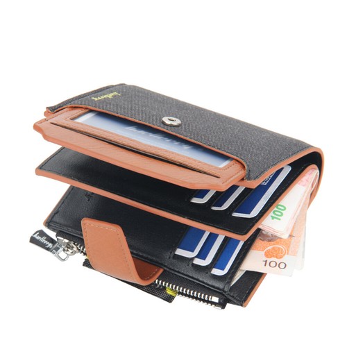 Canvas Mens Leather Wallet Credit Card Holder Zipper Pocket Cash Purse Billfold - Bild 8 von 11