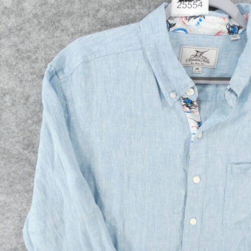 Madda Fella Shirt Mens Medium Ernest Accent Long Sleeve Button Up Blue - Picture 3 of 17