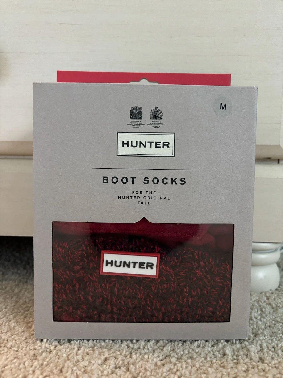 Hunter Original Womens TALL Fleece Boot Socks Military Red Size M (5-7) New