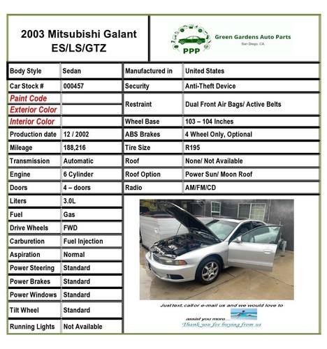 2003 MITSUBISHI GALANT Sedan Rear Trunk Lid Trim Panel Cover Emblem Silver Used - Picture 11 of 14