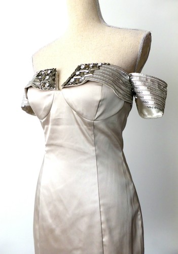 SEDUCE Dress Silver Satin Strapless Sheath NWT rrp $219.95 Size 10 US 6 - Picture 4 of 12