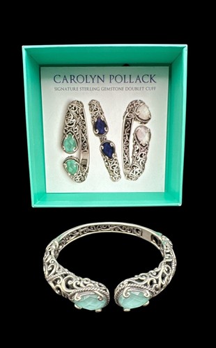 RESERVED CAROLYN POLLACK RELIOS Sterling Silver 925 Turquoise Stone Hinged Cuff
