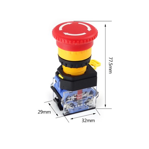 Interruttore arresto emergenza pulsante 22mm rosso verde LA38-11ZS - Foto 3 di 15