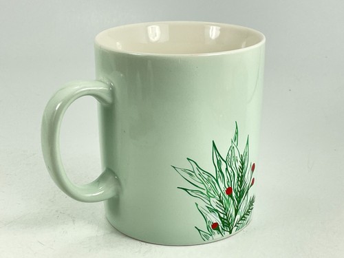 Large Starbucks Christmas Holidays Light Green w/ Floral Coffee Mug Cup 24oz - Picture 4 of 8