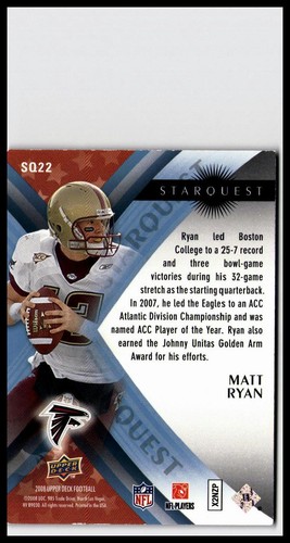 2008 Oberdeck #SQ22 Matt Ryan StarQuest Regenbogengrün Atlanta Falken - Bild 2 von 2