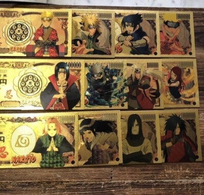 24k Gold Foil Plated Naruto Banknote Set Anime Collectible