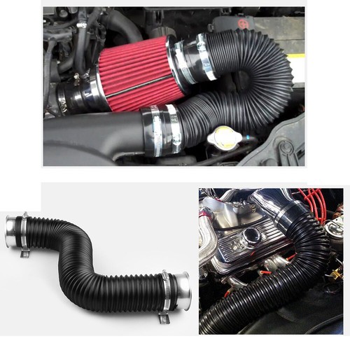 SILVER 3" Flexible Adjustable RAM/COLD Air Intake Piping Turbo Duct Inlet Hose - Picture 5 of 5