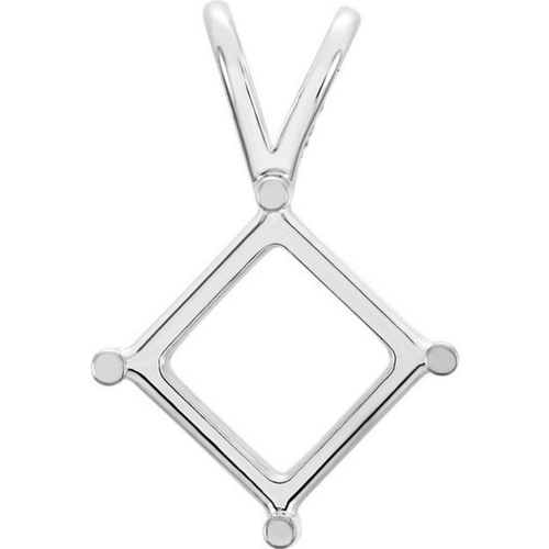 6mm Princess Square Solid PLATINUM 950 Basket 4 Prong Pendant Setting Mount USA - Picture 1 of 3
