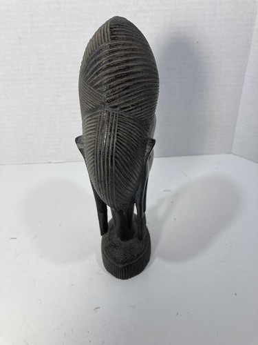 West African Hand Carved Female Portrait Bust-9” -Finely Detailed in Solid Ebony - Picture 3 of 7