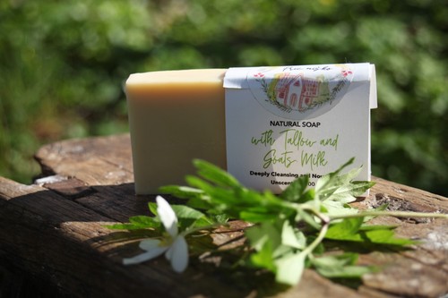 Pure Tallow Soap Bar with Goat's Milk/Handmade/100gr/Toxin free/Unscented/Gift - Picture 5 of 5