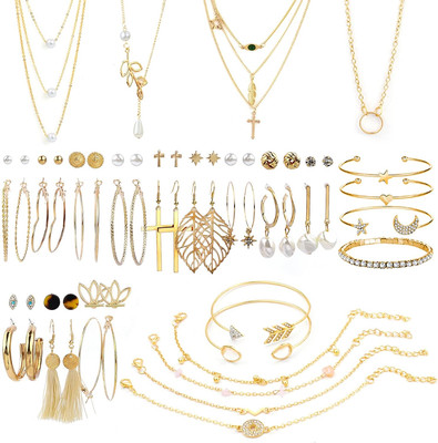 Gold Jewelry Set For Women – Bridal Wedding Accessories With Necklace, Earrings, Bracelet - View #8