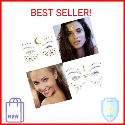 54 Sheets Glitter Face Tattoos Stickers, 150+ Pcs Glitter Freckles Face Tattoo, - Picture 2 of 2