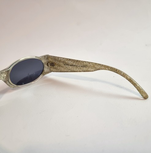 Lussi occhiali da sole vintage IDC stile discoteca francese glitter a righe argento nero - Foto 15 di 24