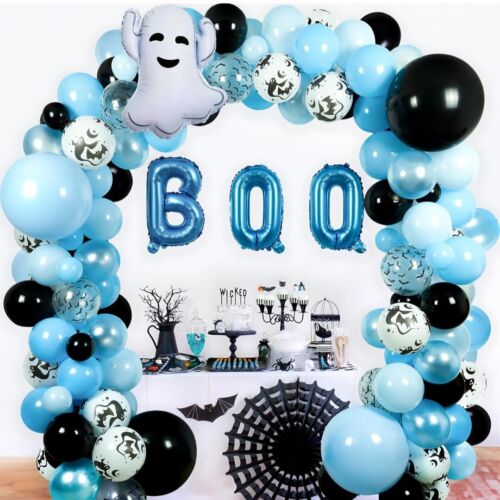 143pcs Balloon Kit Ghost & Bats Foil Balloons Blue Party Decoration Halloween - Picture 3 of 7