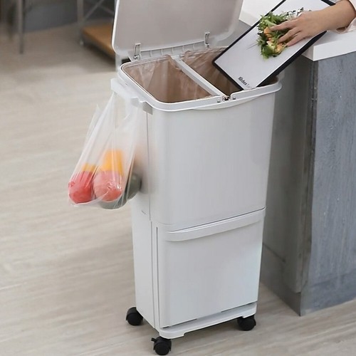Abfalleimer 45L Mülleimer mit Deckel Duo Müllbehälter Müllsammler Mülltrenner - Bild 3 von 17